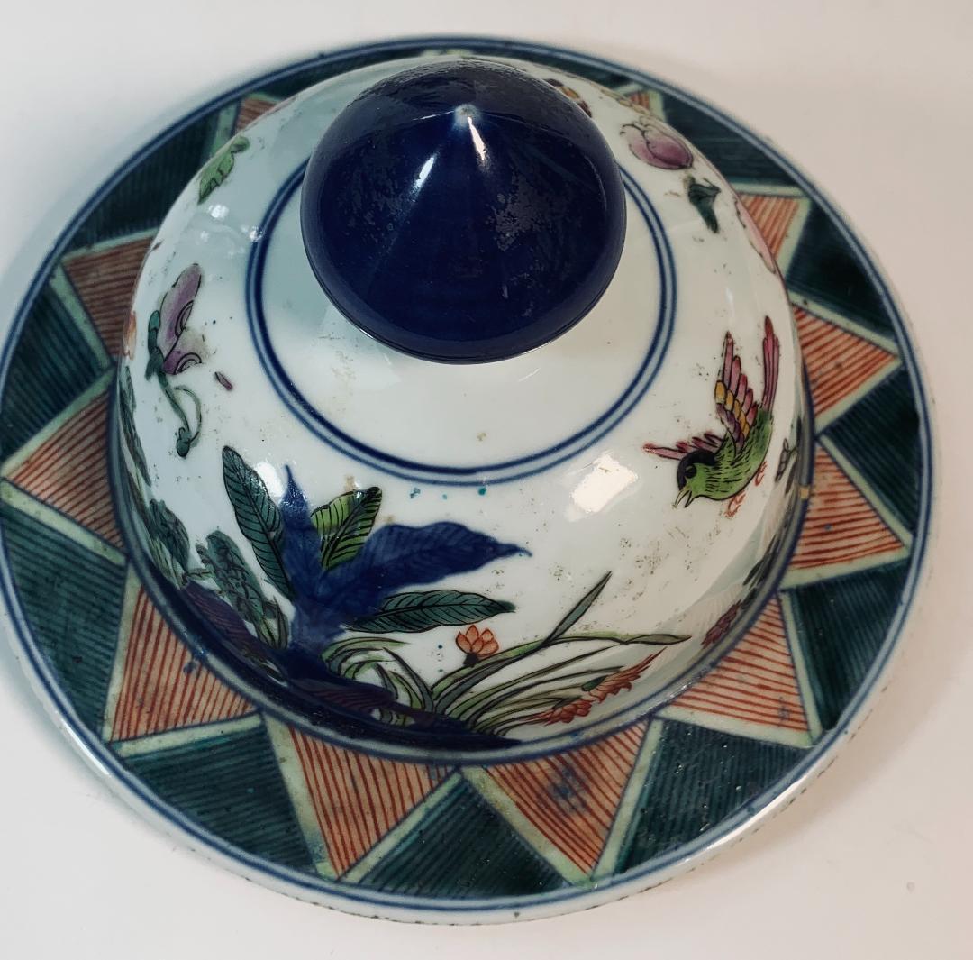 民国前期 景徳鎮 粉彩五彩 将軍罐 大型 有蓋壺／鳳凰・麒麟・花鳥図 約43cm