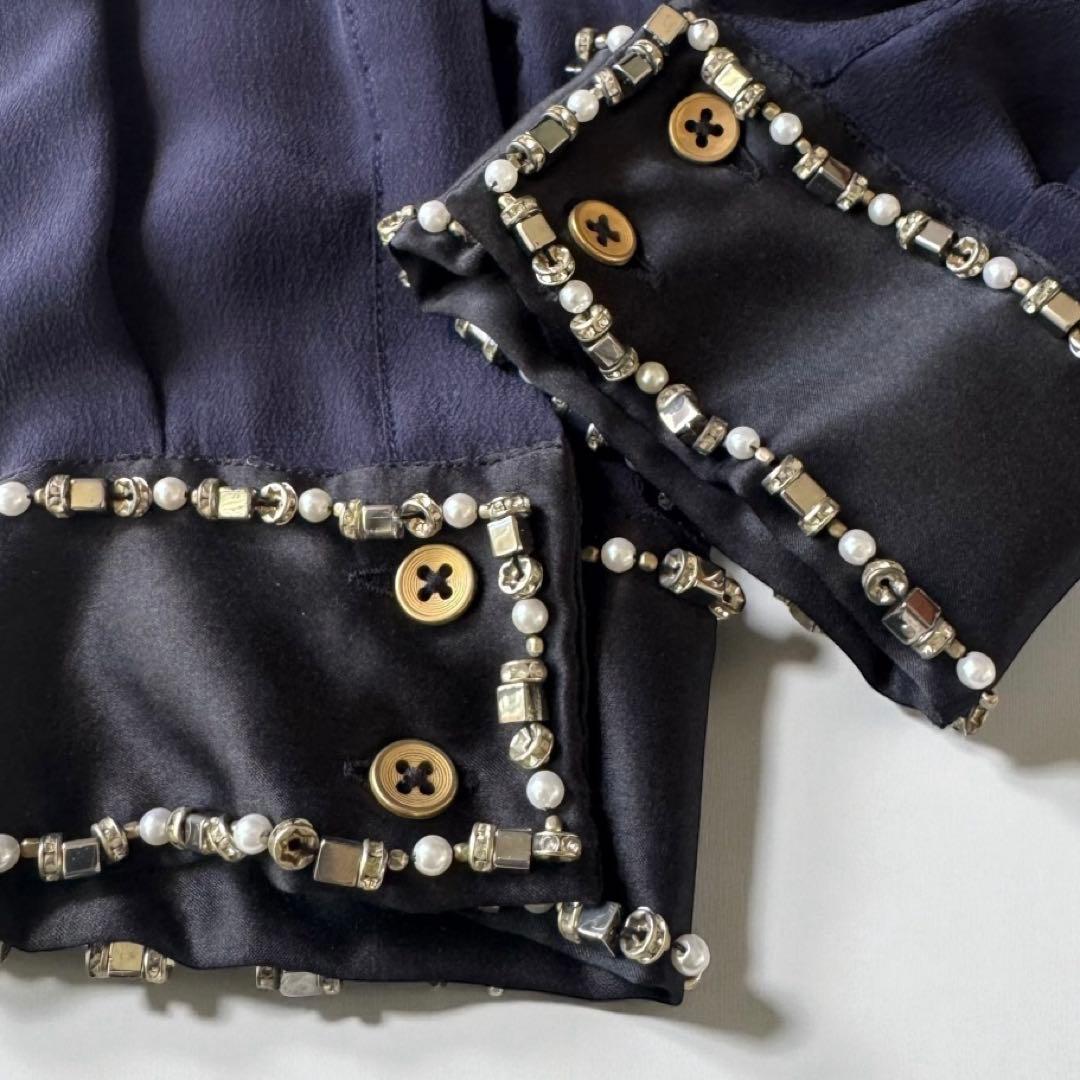 希少✨ドリスヴァンノッテン シルクブラウス　ビジュー装飾 　刺繍