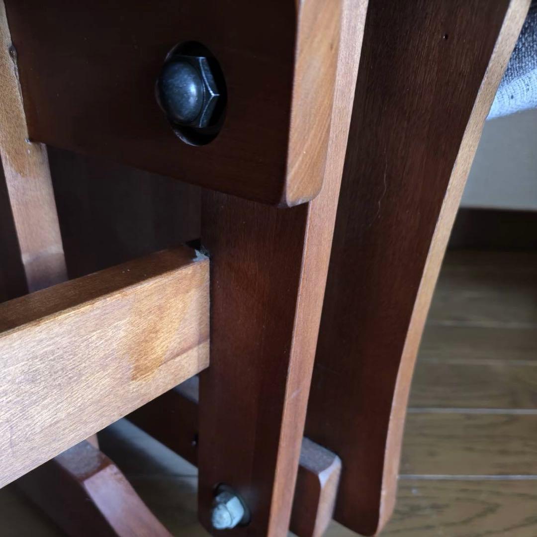 【最終価格！美品】アンティークロッキングチェア＆オットマン　ファブリック張替済