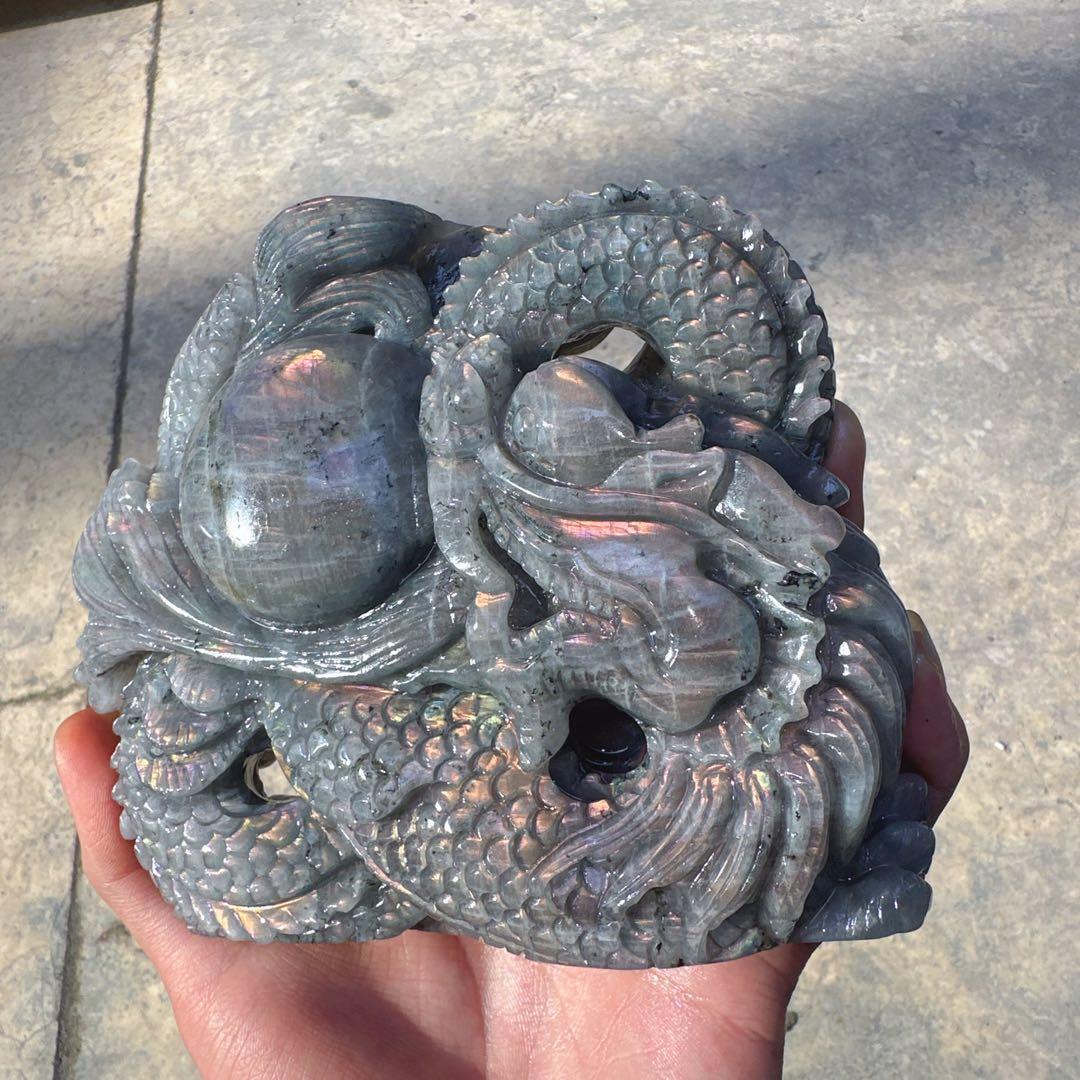 天然石ラブラドライトの龍　置物　ご購入前に在庫確認必要G.150