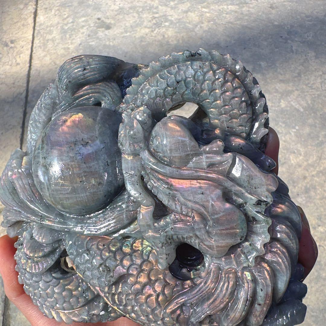 天然石ラブラドライトの龍　置物　ご購入前に在庫確認必要G.150