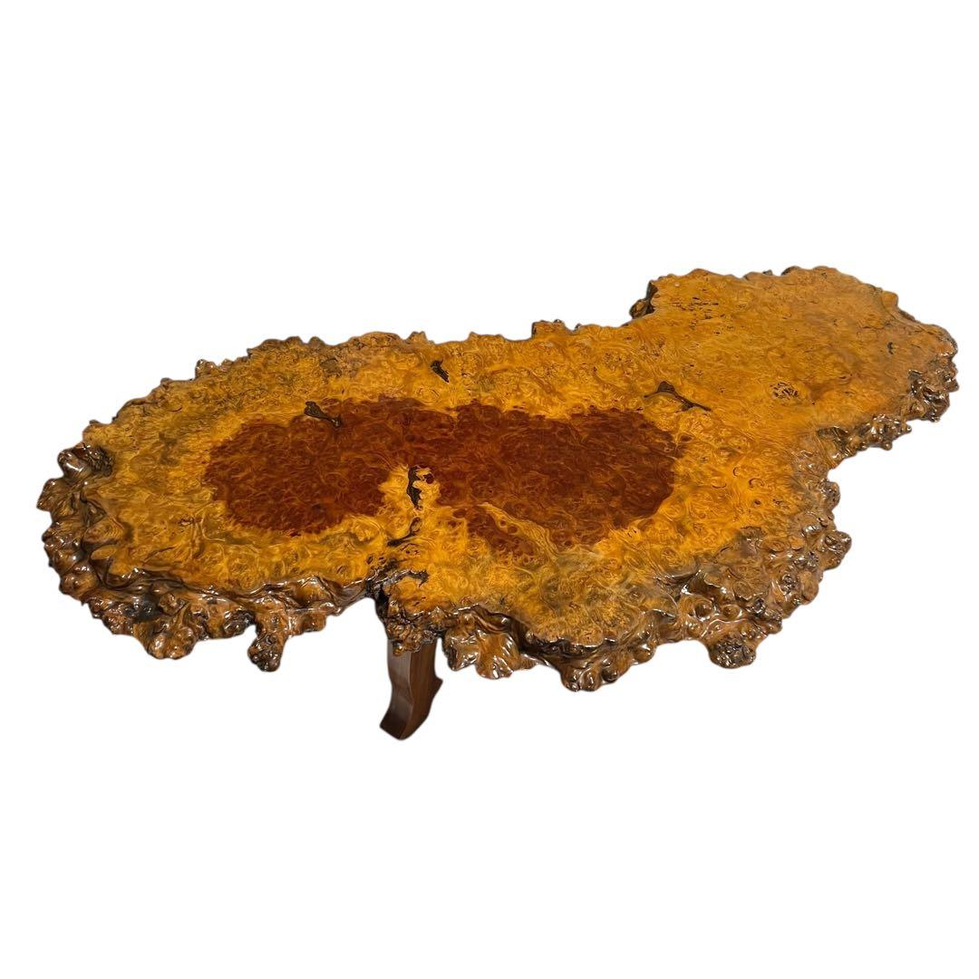 天然木　花梨　一枚板　輪切　瘤　瘤杢　玉杢 総無垢　花台　座卓　ローテーブル