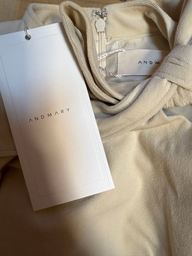 andmary Daisy velour mini dress ベージュ