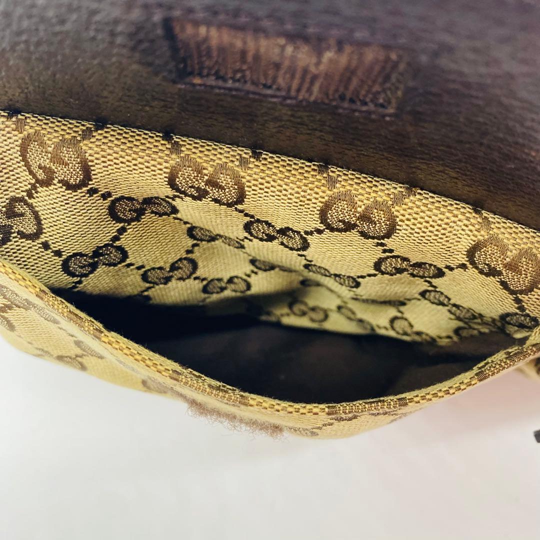 美品✨グッチ ボディバッグ GG キャンバス シェリーライン ブラウン