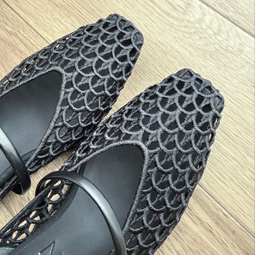 ルタロン　スクエアクロシェ　 ストラップ フラットシューズ　メリージェーン　23