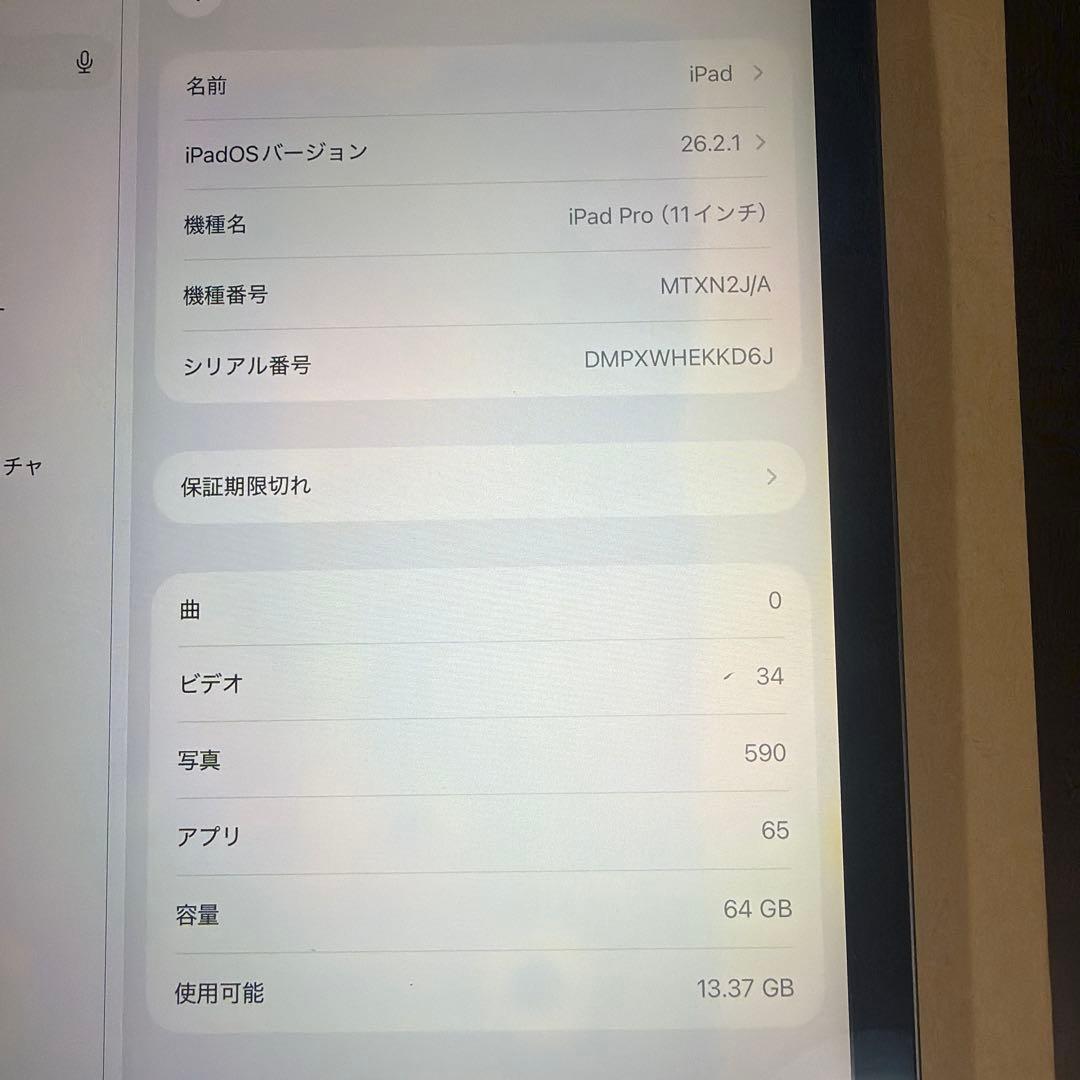 バッテリー91% iPad Pro 11インチ　第1世代 64GB
