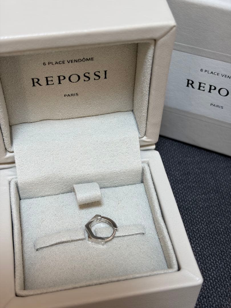 新品＊REPOSSI レポシ アンティフェールK18WG 2連ミニピアス