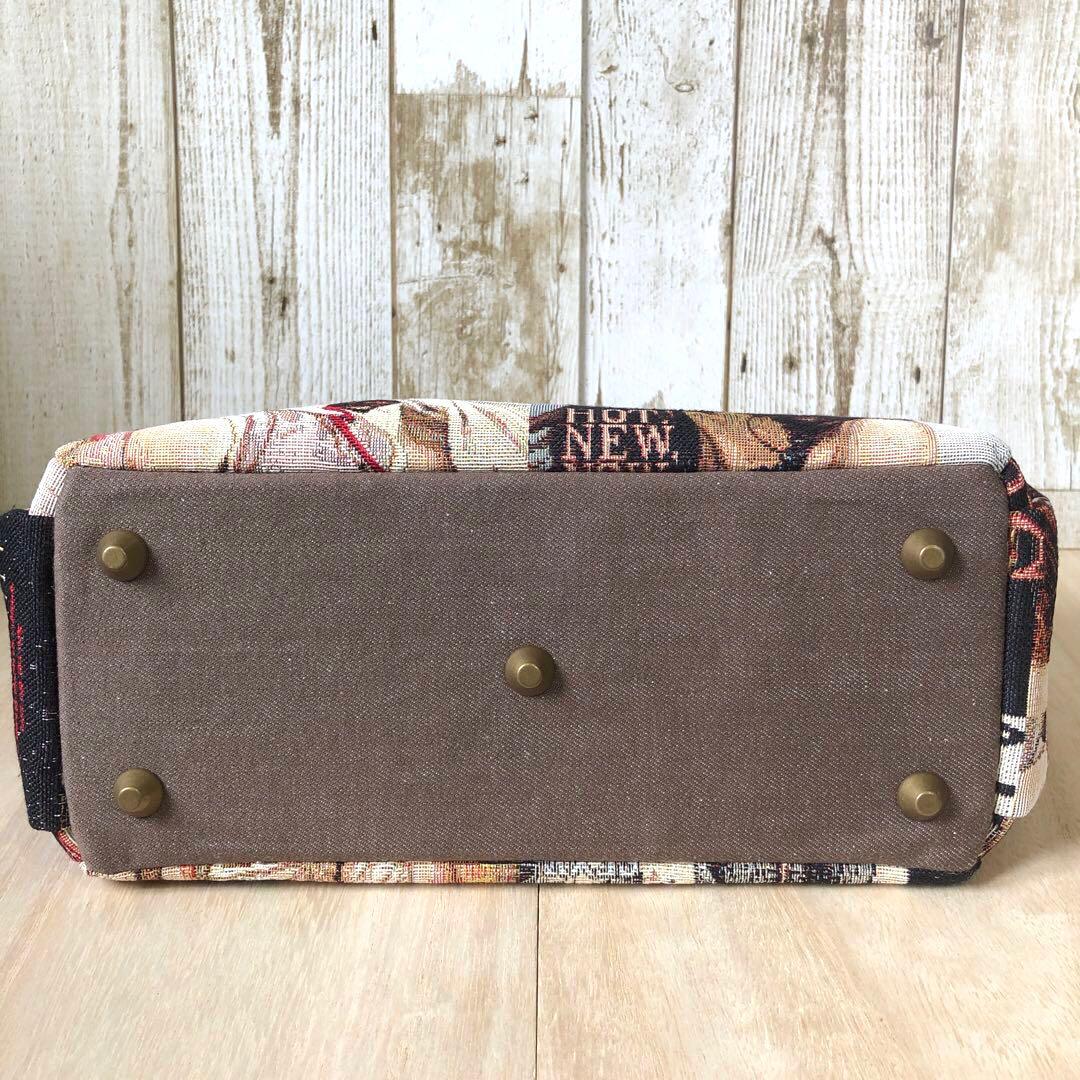 トートバッグ　ハンドメイド　デニムリメイク　ブラウン×ブラック　バンブー【新品】