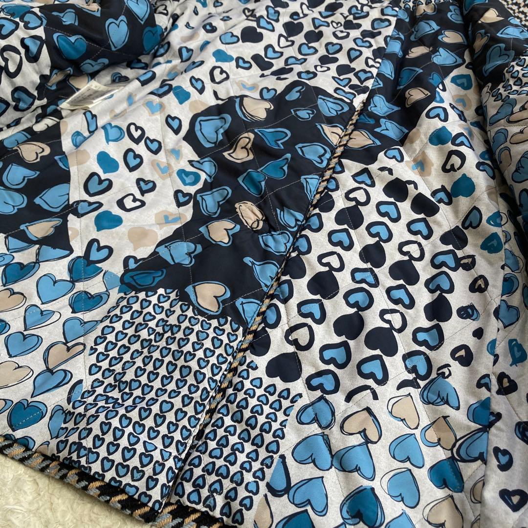 極美品・近年モデル✨mouche　ピーコート　総柄　ハート　イタリア製　三陽商会