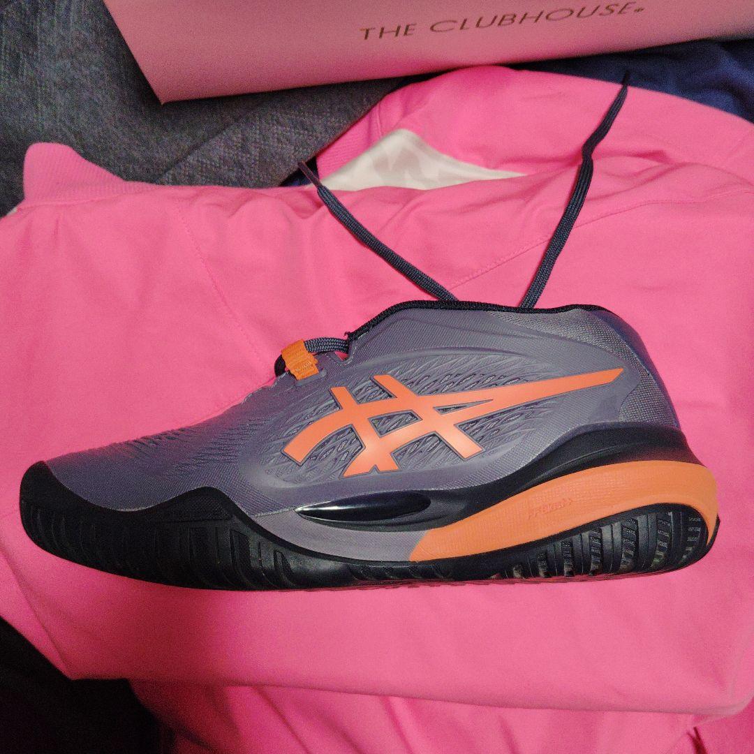 着用1回アシックス　ゲルレゾリューションX25.5cm 2Eグレー オレンジ