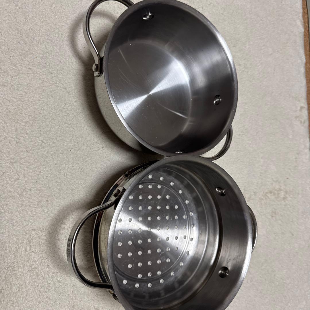 マイヤー　MAXIM スチーマーセットスレンレス両手鍋 18cm