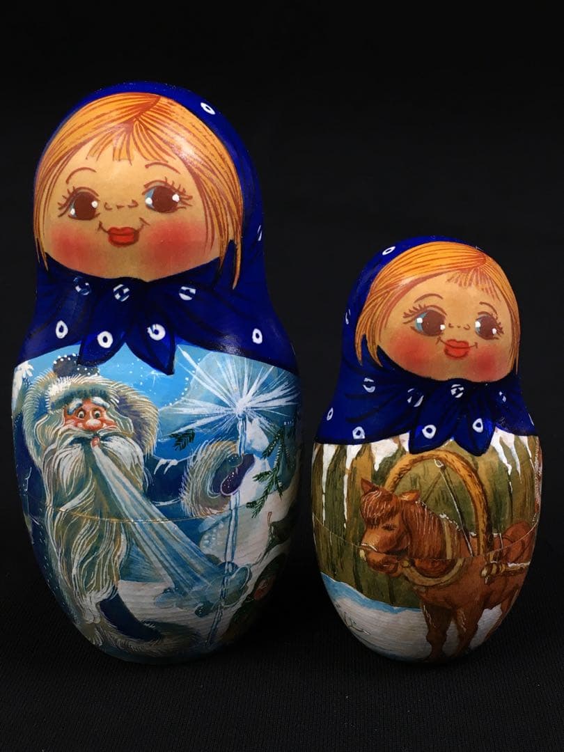S307マトリョーシカ「モロスコ」7組 ジャンナ・ニコラエワ作 ロシア民芸