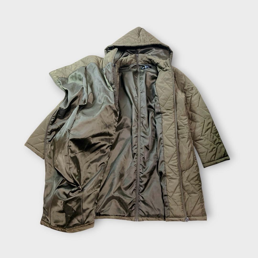 【極美品】ミルクティー⭐️中綿ロングママコート　ステラ　4way カーキ