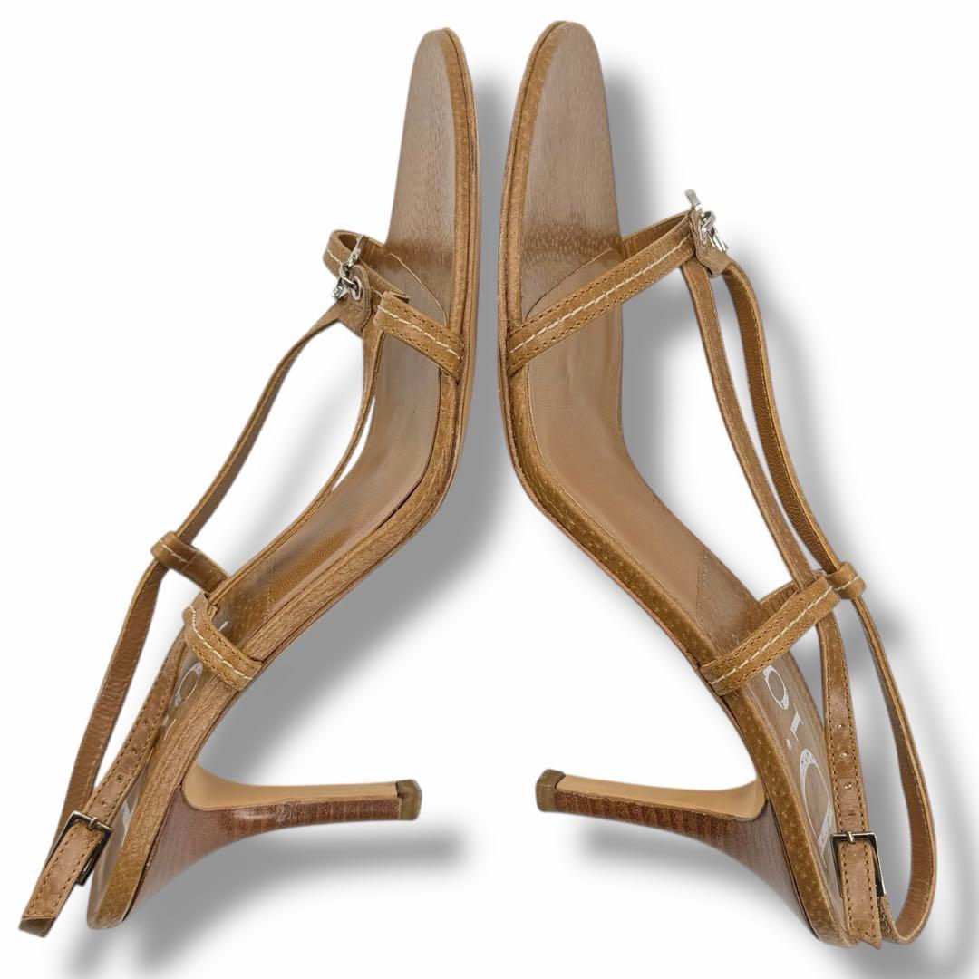 美品 Dior ディオール ロゴ レザー ヒール サンダル ミュール ビンテージ