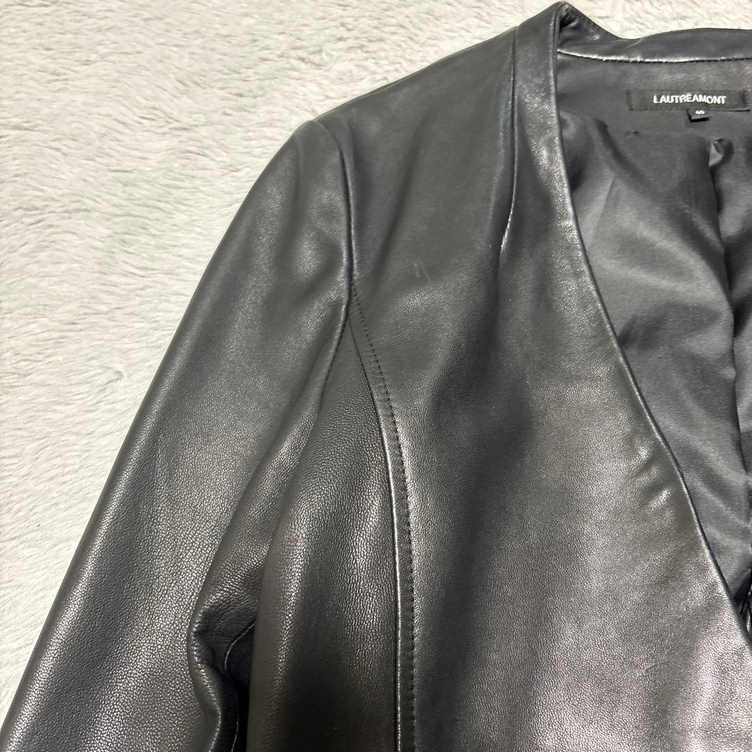 LAUTREAMONT 本革　ラム　レザージャケット　ノーカラー　襟無　Lサイズ