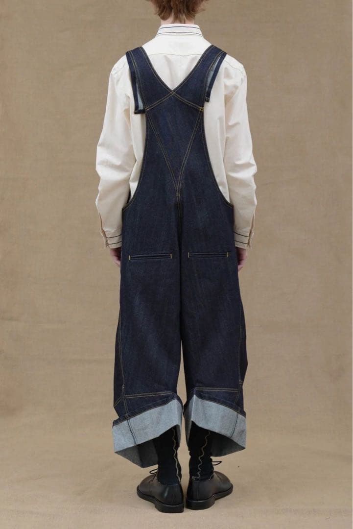 1回着用美品:NEMETHネメス:比翼デニムオーバーオール サイズL 国産デニム