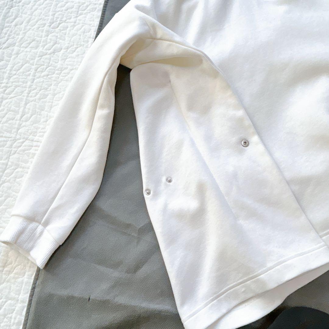 プランシー ビアンカ 刺繍 パッチ クルーネック スウェット トレーナー 白