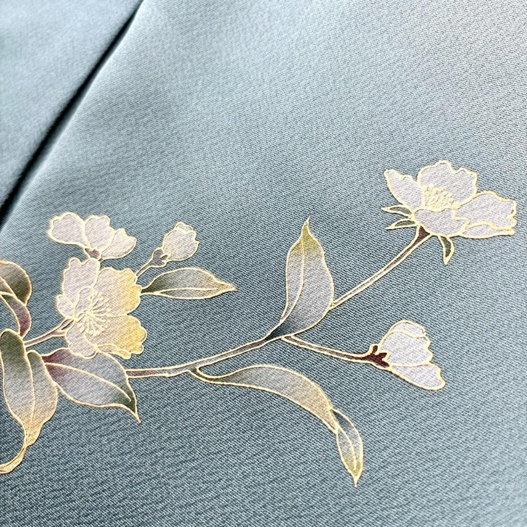 付け下げ 友禅 紋無し 浅縹色 水色 正絹 丈160 裄64 IS1081☆