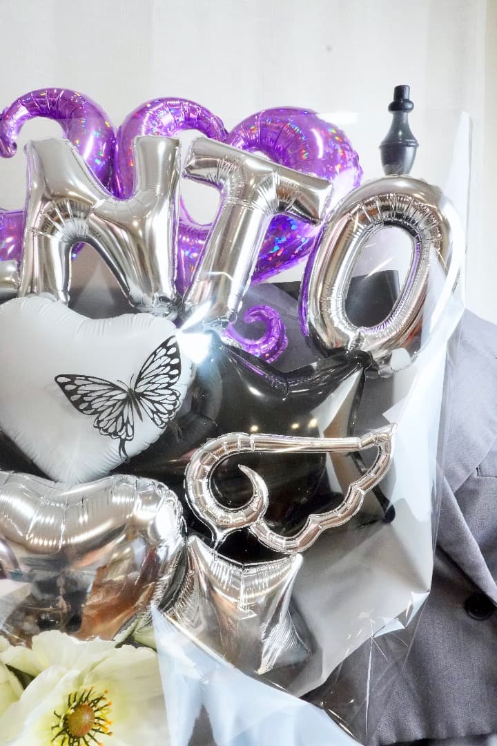 ※ご購入前に文字をご連絡下さい⭐︎NameバルーンブラックパープルBIGサイズ！