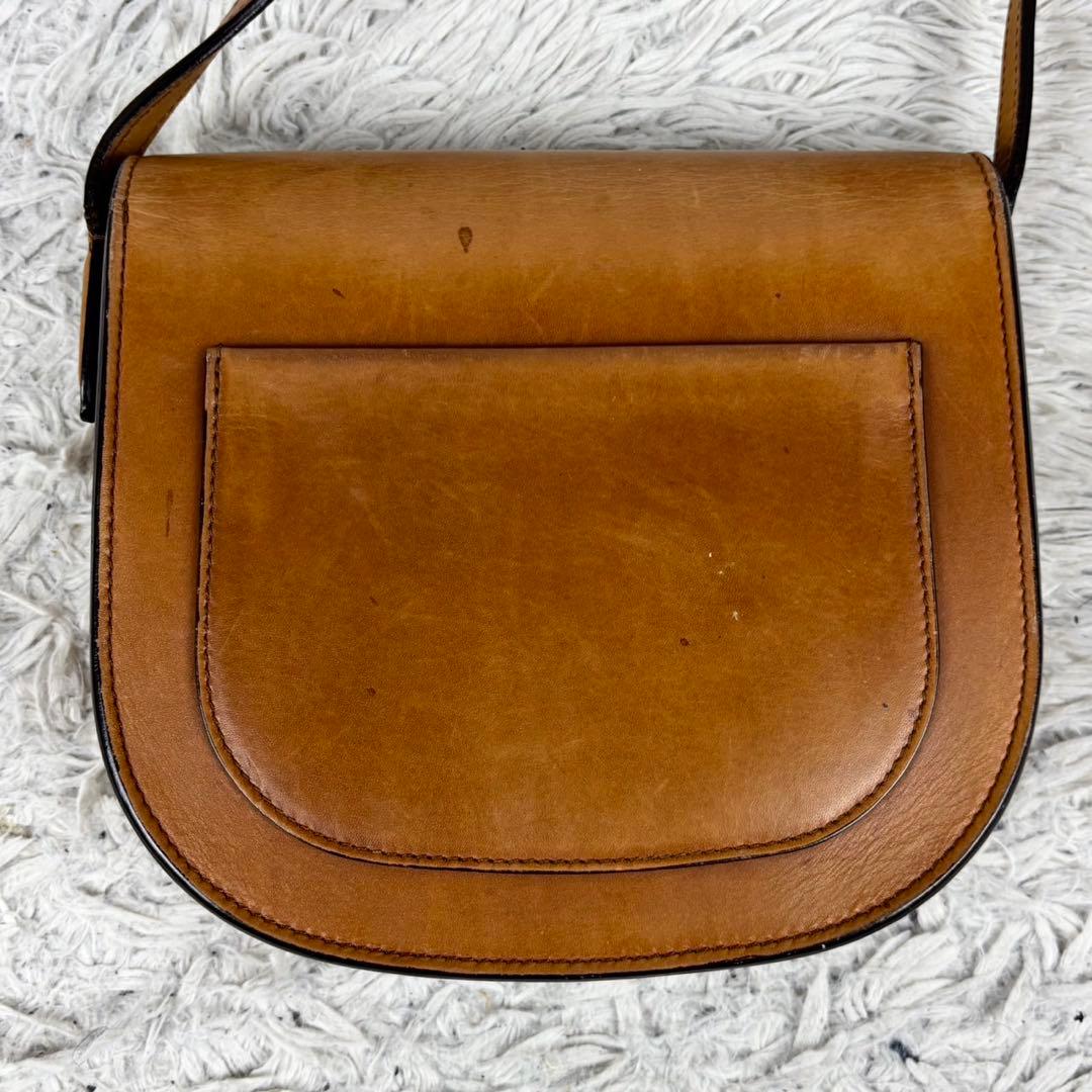 美品 CELINE レザー ショルダーバッグ マカダム柄 斜め掛け ブラウン 茶