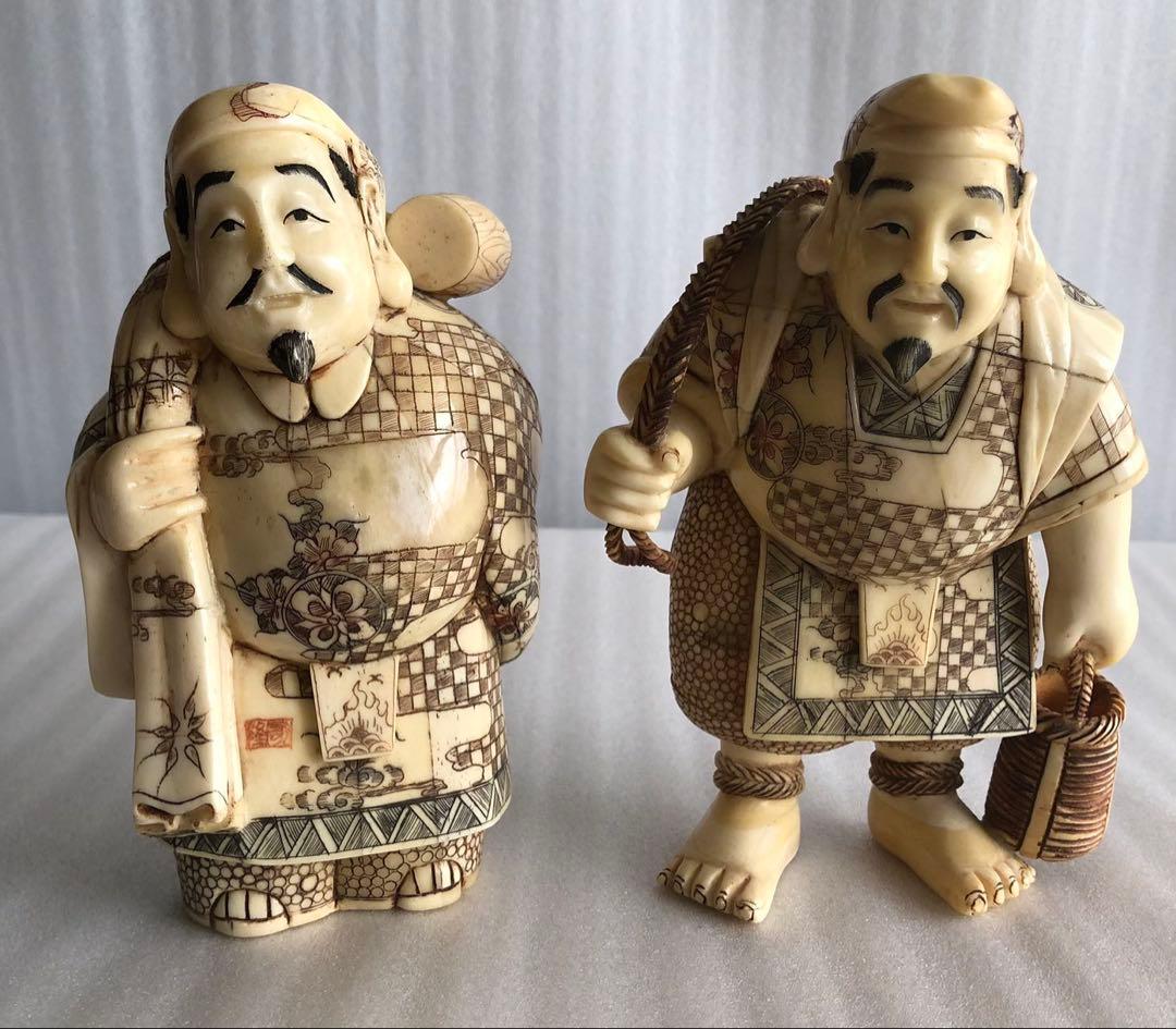 七福神 細密彫刻 時代物 縁起物 開運 置物 商売繁盛 彫刻