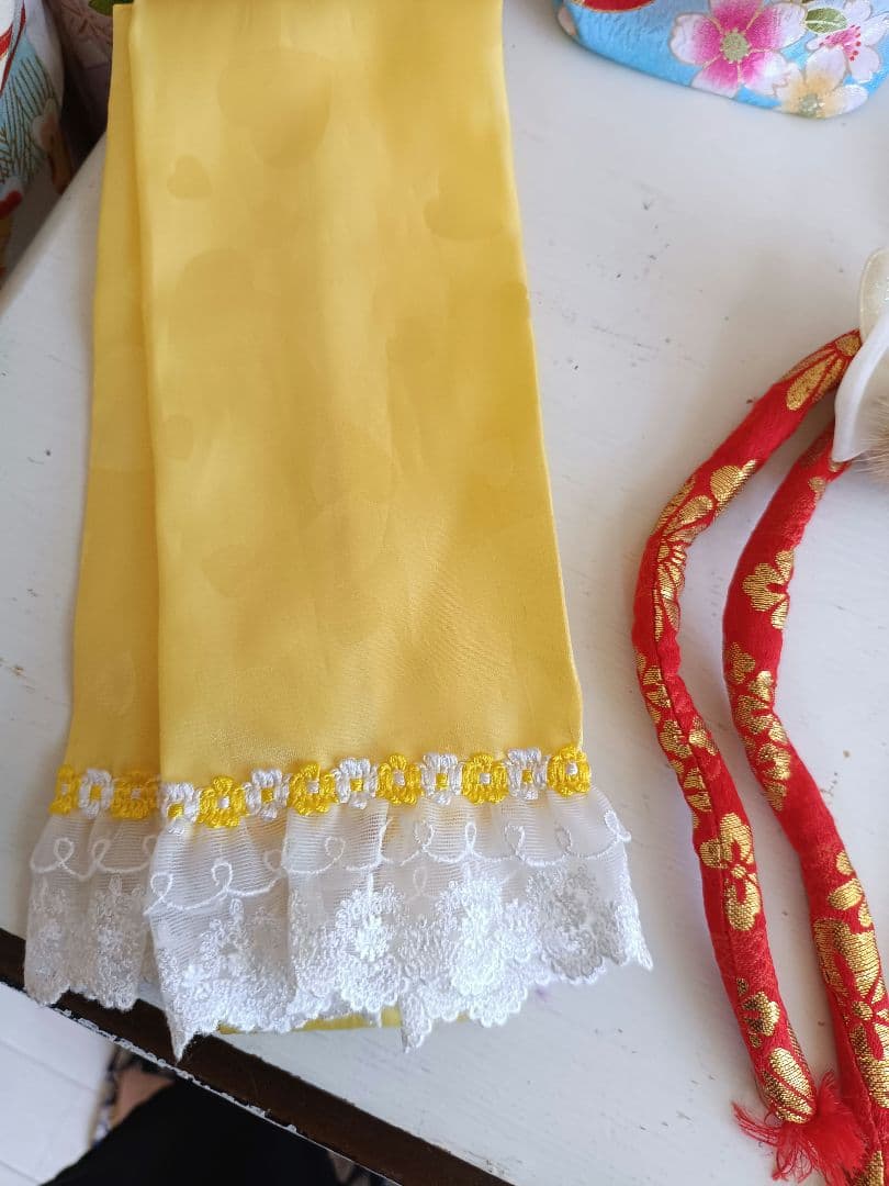 アンティークピンクの着物とキラキラ作り帯セット