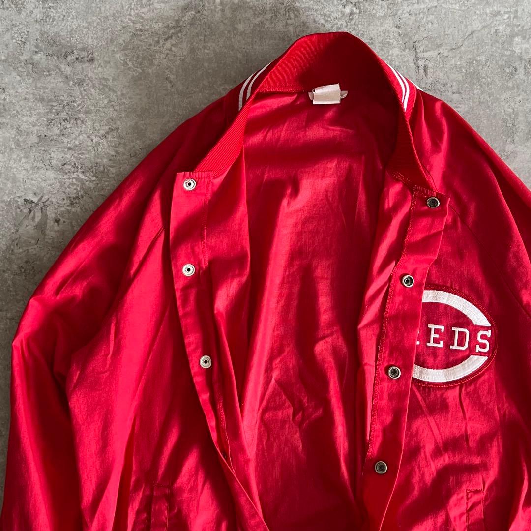 80s シンシナティレッズ スタジャン L ナイロン/RED