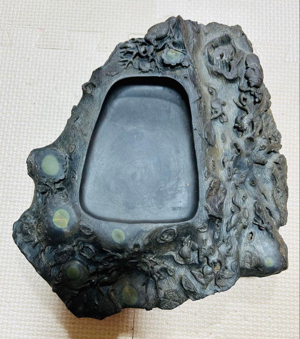 中国・書道具/名石 清時代文房四宝端渓硯/魚脳凍・天青色、赤紫色咽脂暈Y106