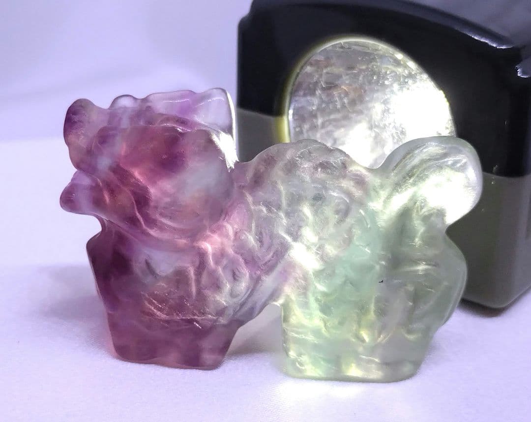フローライト　キャンディ　龍　辰　ドラゴン　彫り物　カービング　干支　セット
