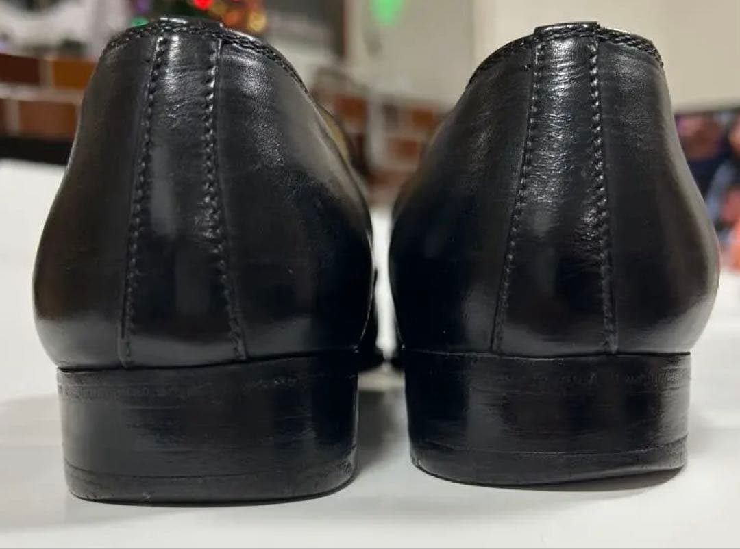 タニノクリスチー 黒カーフモンクストラップ紳士靴、サイズ６1/2