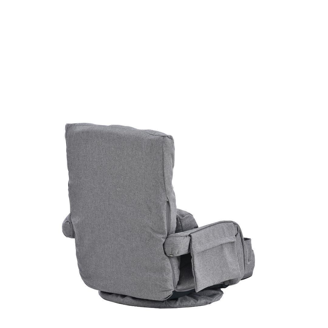 回転式座椅子肘掛けハイバック座いすリクライニング1人掛けソファー【ライトグレ】