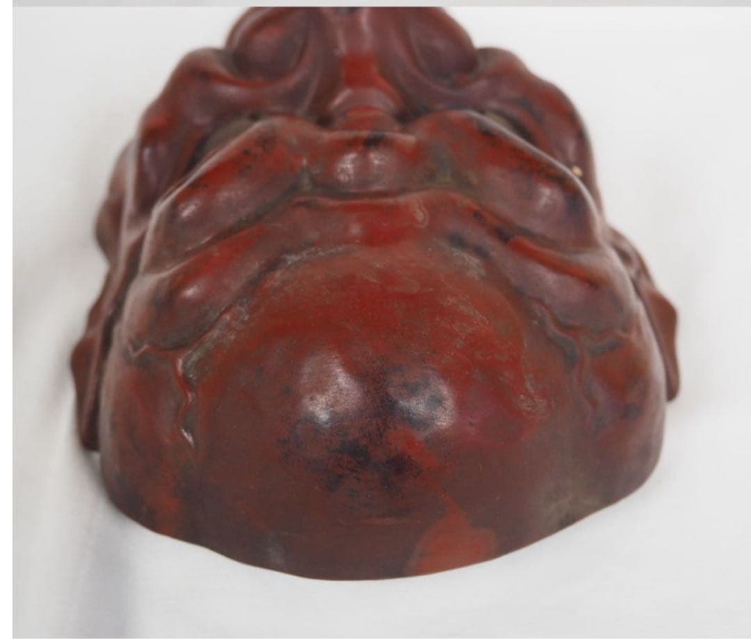 送料無料　時代物　陶印有　焼物能面　迫力満点