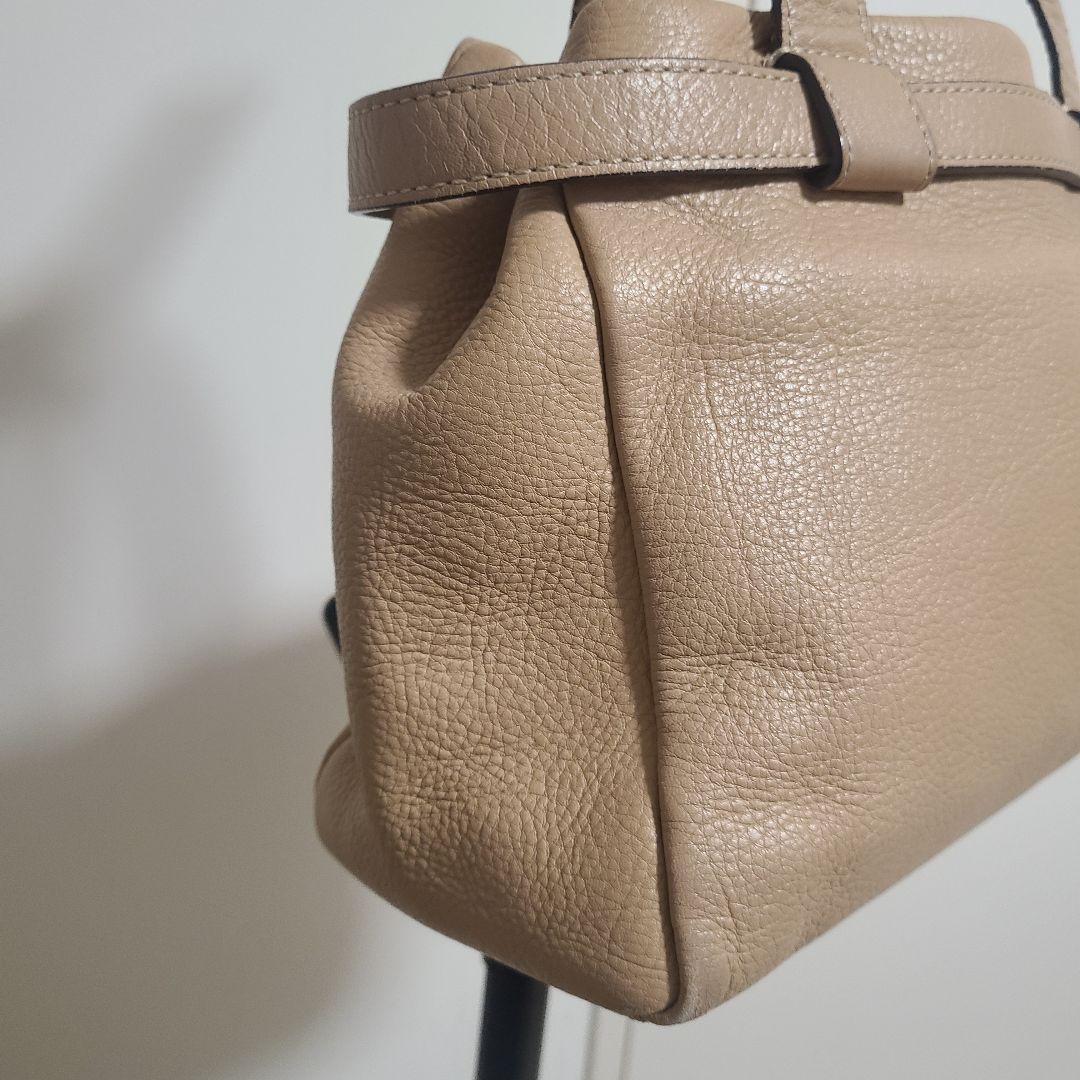 【美品】 土屋鞄 シボ革 レザーハンドバッグ ベージュ 上品 通勤 トート 軽量