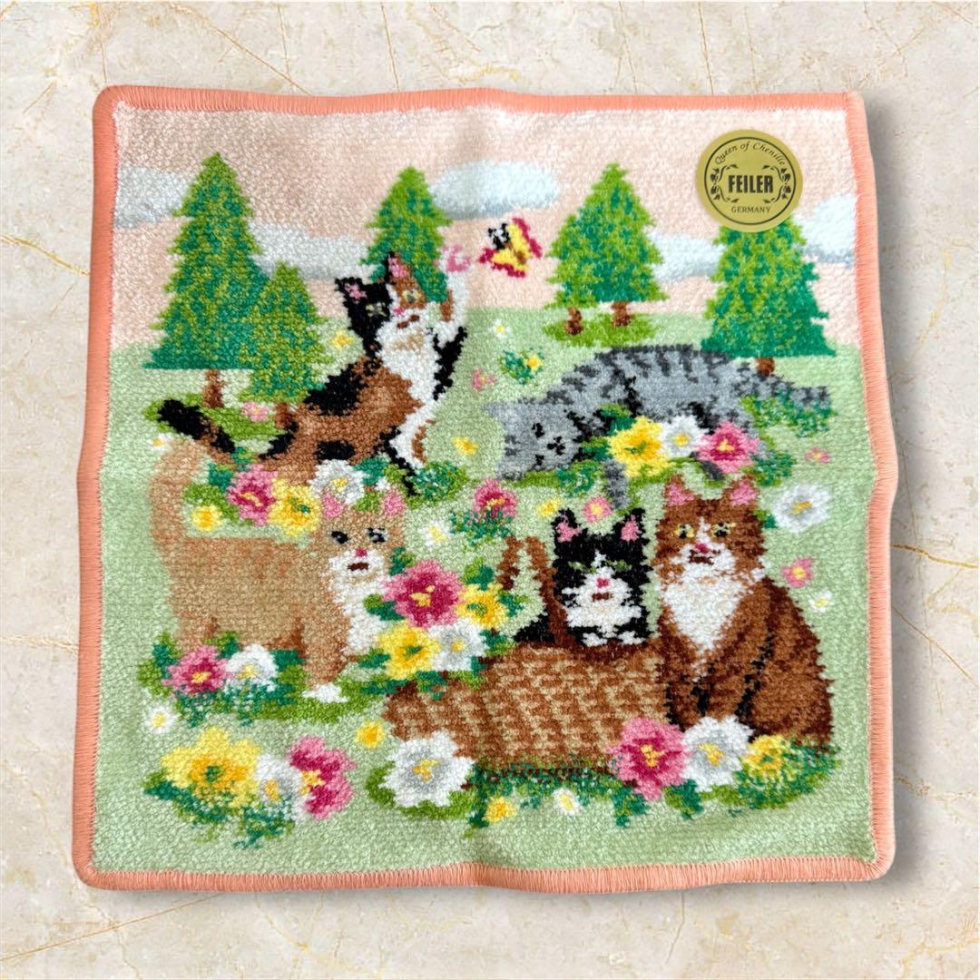 FEILER 猫デザイン ハンカチ 5枚セット