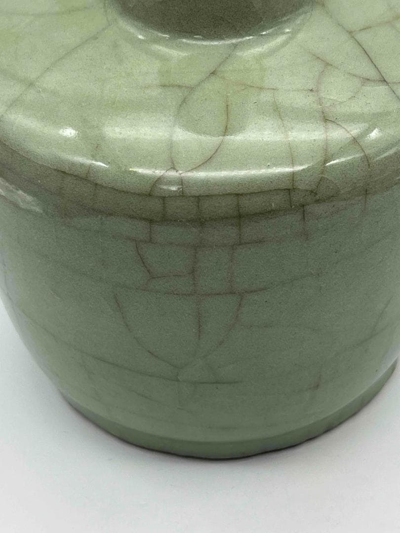 南宋～元時代　青磁貫入花瓶　汝官窯　龍泉窯　花入　茶道具(E-78)