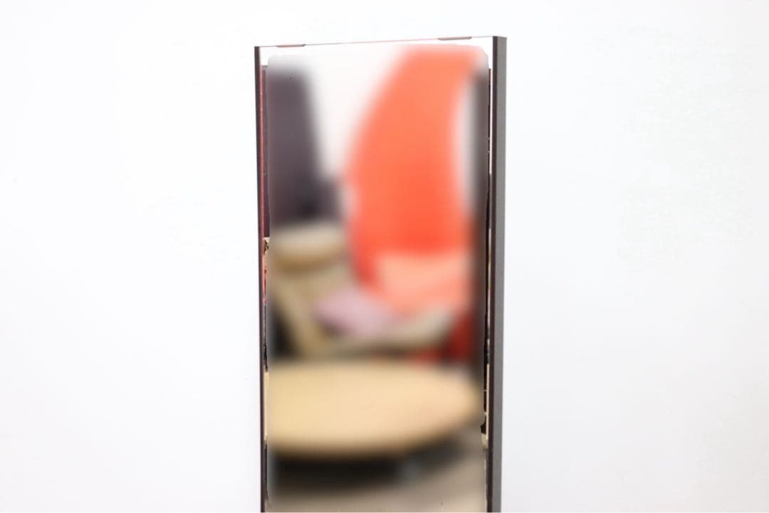 GMGF106○鎌倉彫 スタンドミラー 鏡 姿見 全身鏡 木製 彫刻 漆塗り 着