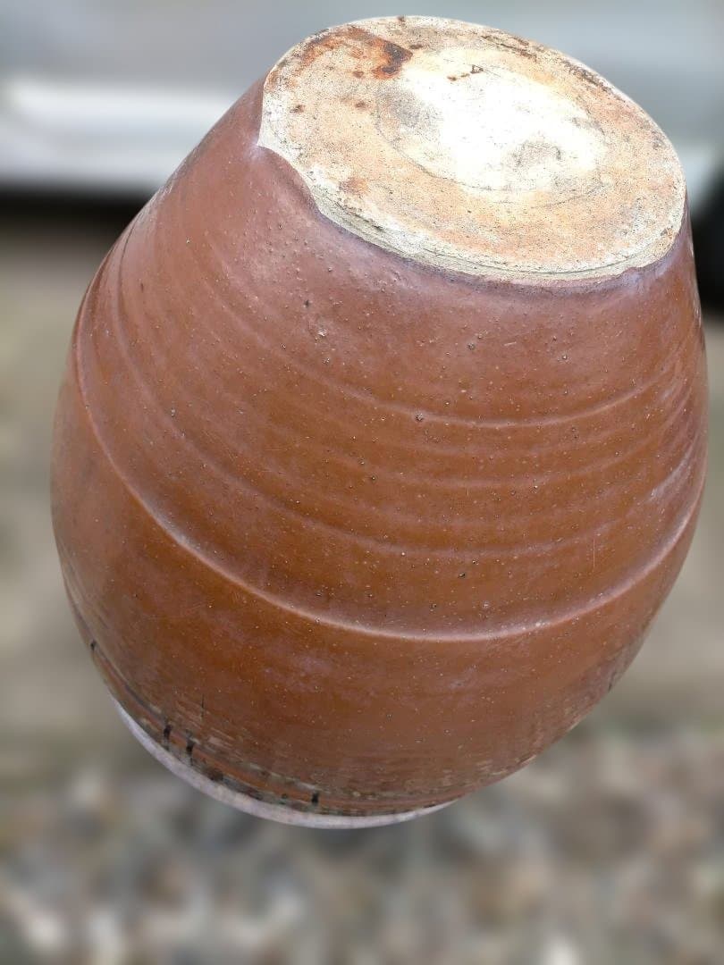 テラコッタ 水鉢 大型 黒い滴デザイン