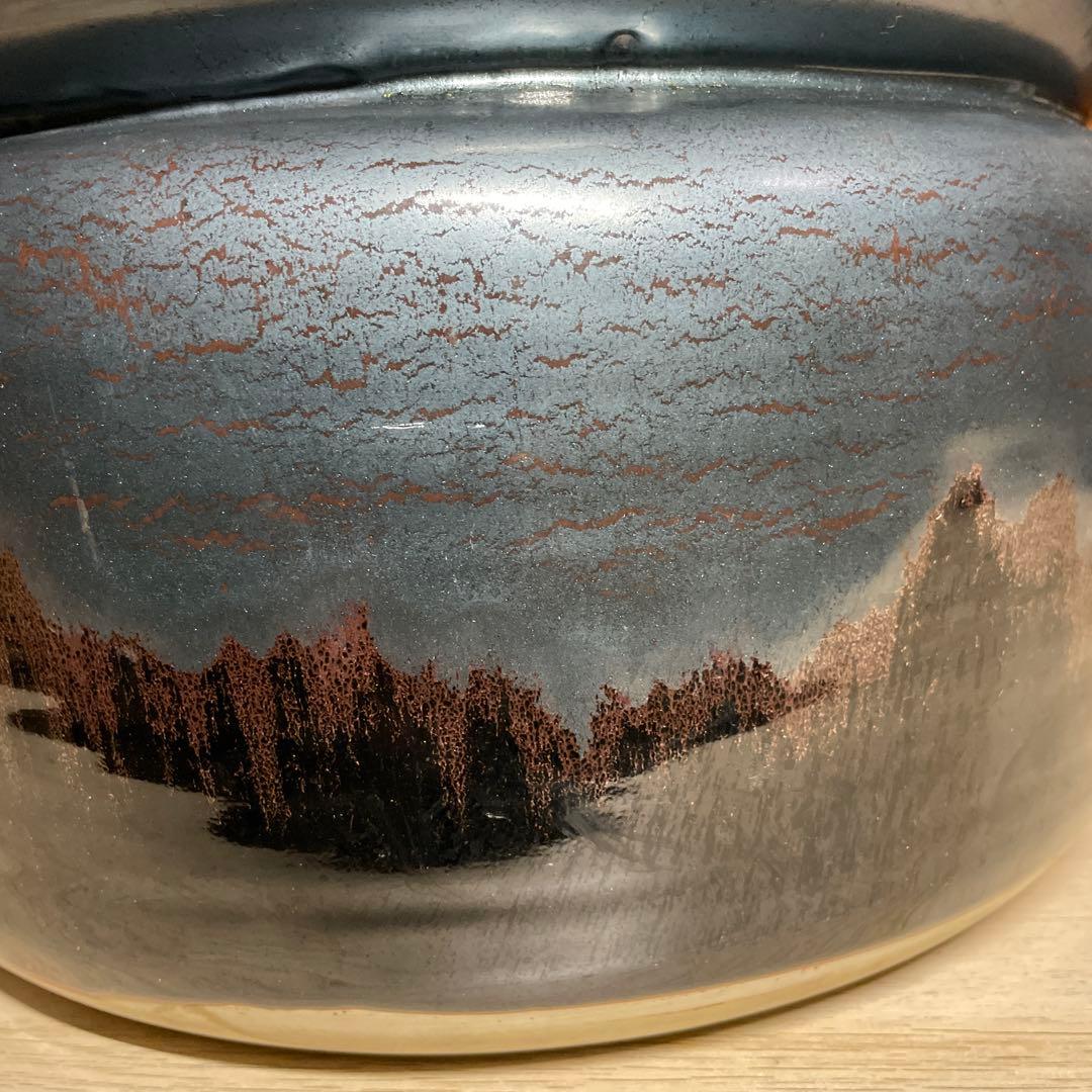 個展出品大作　青木龍山　天目曙光大花器　箱なし