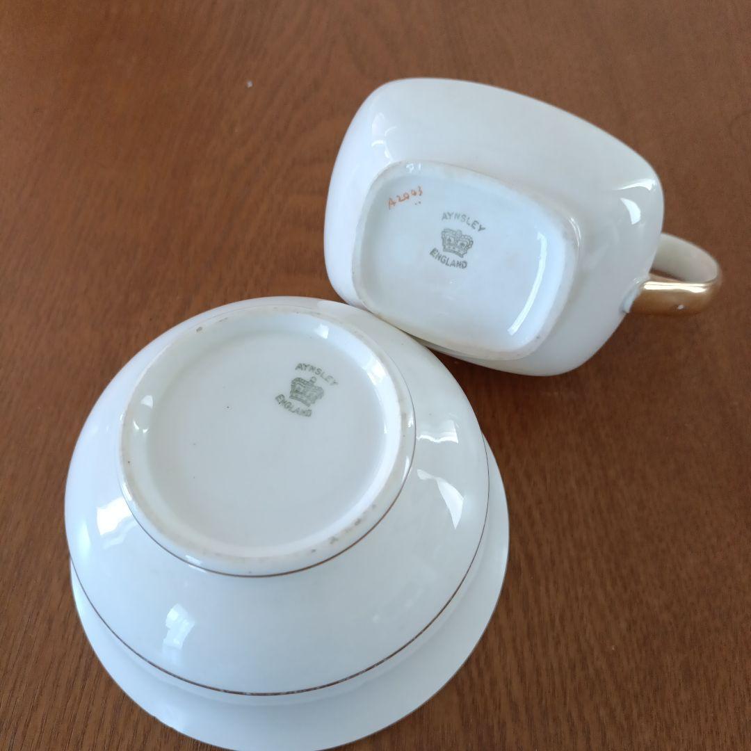 aynsleyアンティーク　アフタヌーンティーセット　 金縁 4人分