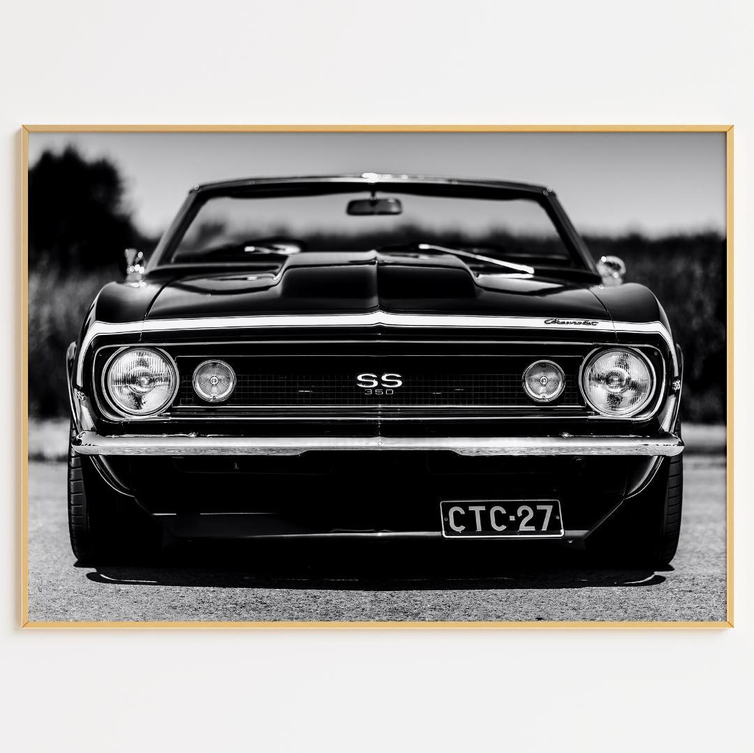 **専用**B2 インテリアポスター クラシックカーのモノクロ 2枚 F090