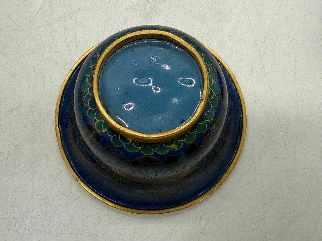 中国　七宝焼　三多紋　杯　台付　送料込み251224