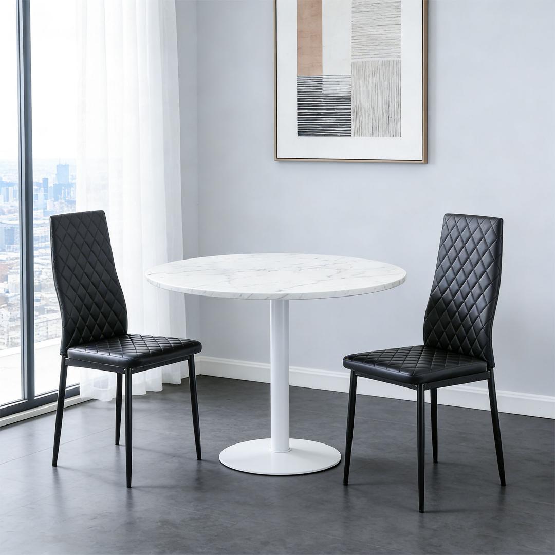 ダイニングチェア 4脚セット レザー 椅子 イス 食卓椅子 菱形 リビングチェア