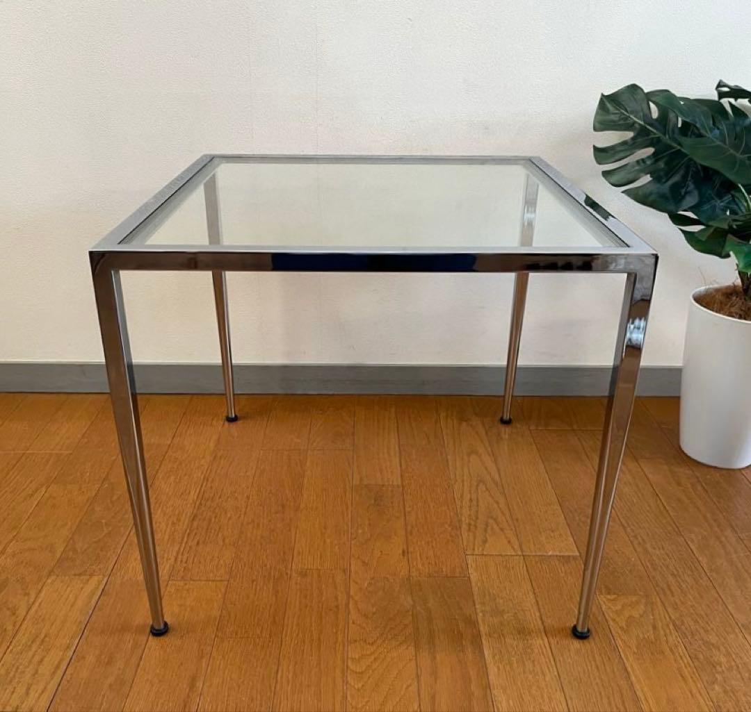 モダンスタイル　ガラスサイドテーブル　ミッドセンチュリー　ヴィンテージ　90's
