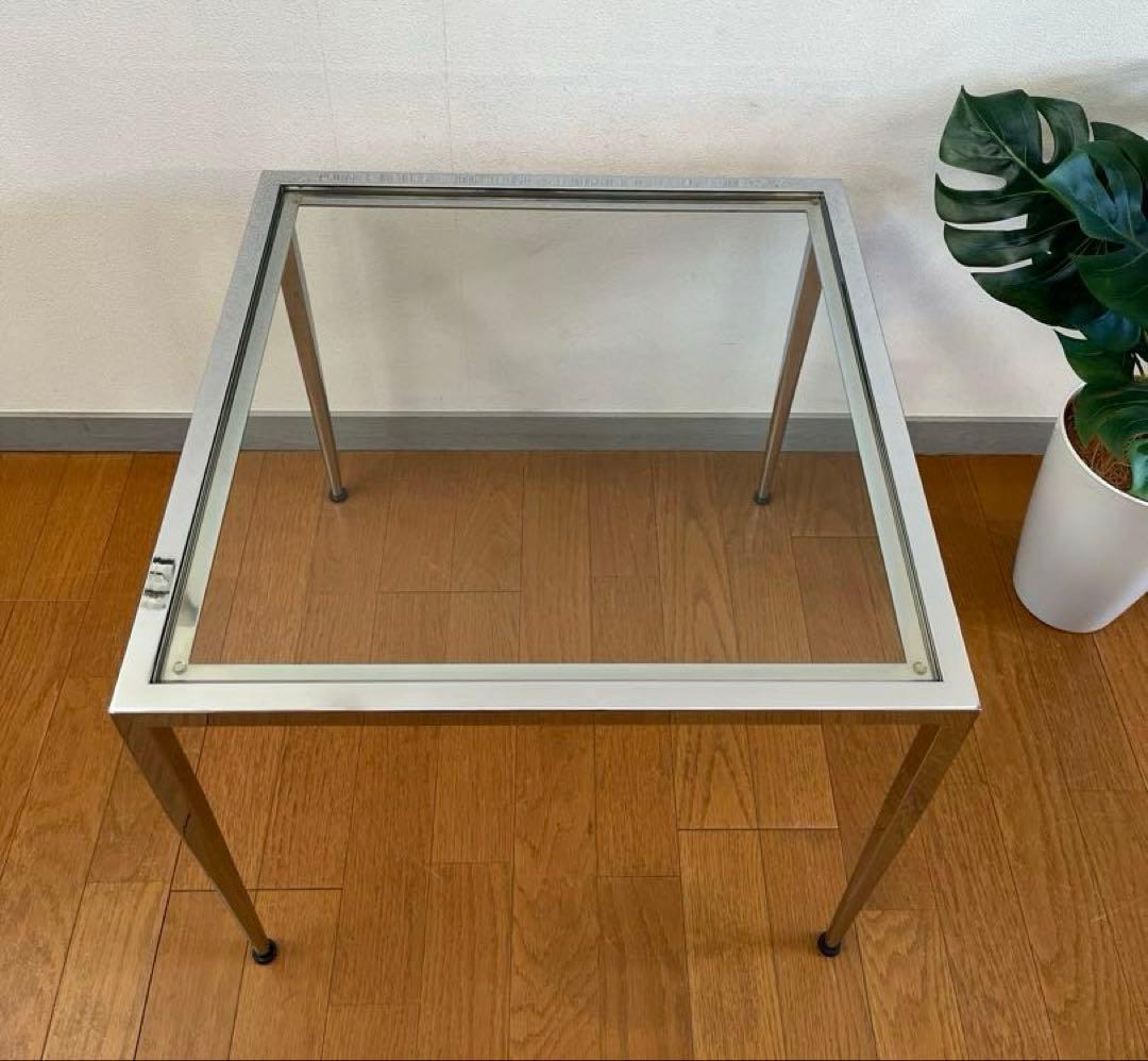 モダンスタイル　ガラスサイドテーブル　ミッドセンチュリー　ヴィンテージ　90's