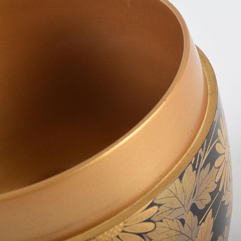 茶道具　輪島塗　佐藤幸一作　小菊蒔絵　棗　共布共箱　M　R9300