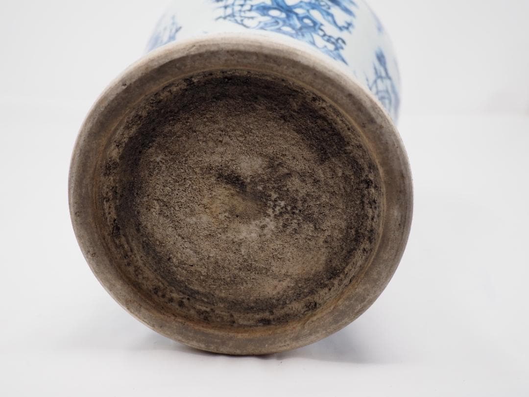 染付　花瓶　大明宣徳年製　中国　-SO