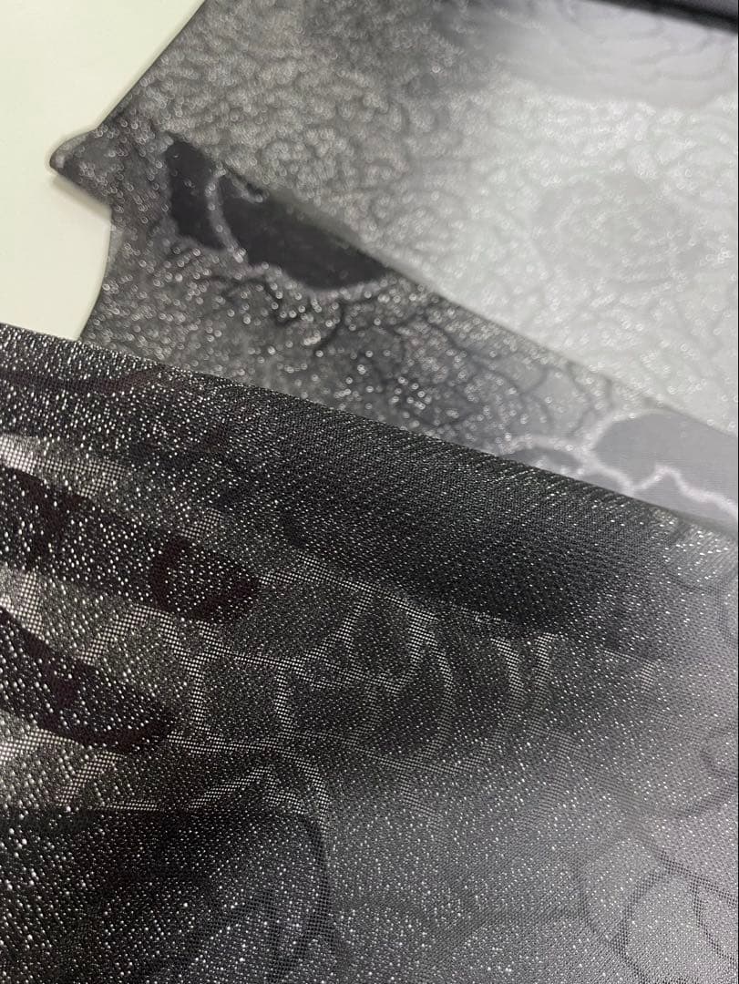 小紋のお着物・羽織やコートに【特選紋紗銀通し小紋着尺◆薔薇】バラ 黒 グレー