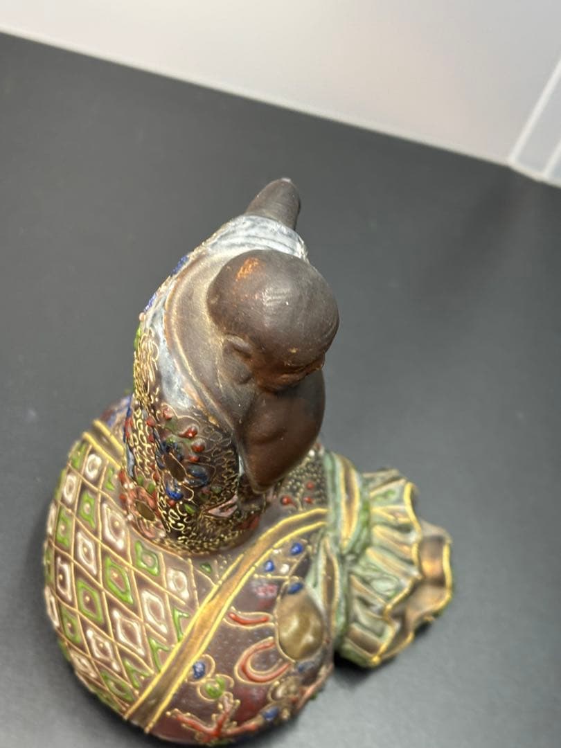 古九谷造 金襴手 金彩色絵細密絵付 布袋像 古陶磁製 薩摩焼 骨董品 古美術品