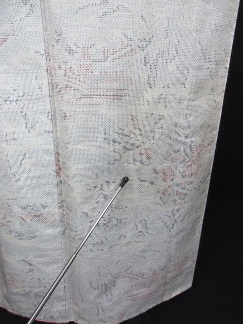 新古品！白大島紬＊７マルキ＊本場大島紬＊楼閣山水＊着物＊１６４ｃｍ＊裄６７