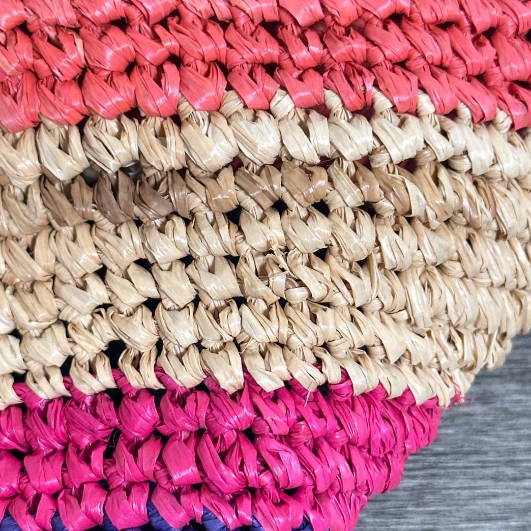 ポロラルフローレン ビッグポニー ラフィアトートバッグ かごバッグ マルチカラー